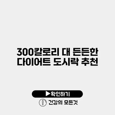 300칼로리 대 든든한 다이어트 도시락 추천