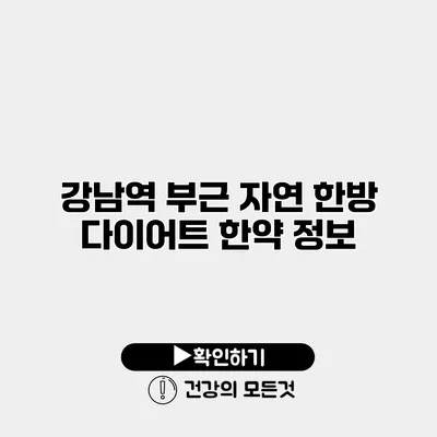 강남역 부근 자연 한방 다이어트 한약 정보