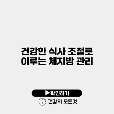 건강한 식사 조절로 이루는 체지방 관리
