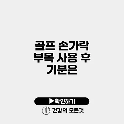 골프 손가락 부목 사용 후 기분은?