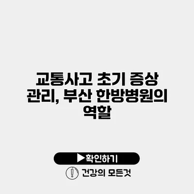 교통사고 초기 증상 관리, 부산 한방병원의 역할