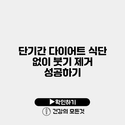 단기간 다이어트 식단 없이 붓기 제거 성공하기