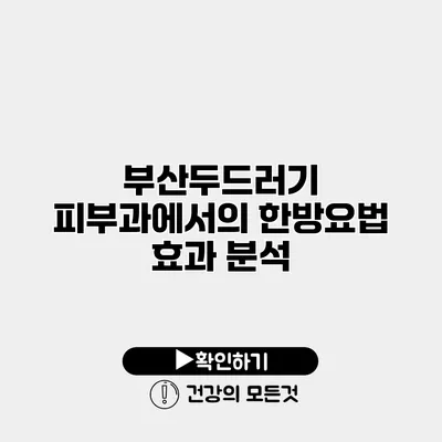 부산두드러기 피부과에서의 한방요법 효과 분석