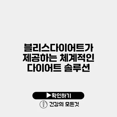 블리스다이어트가 제공하는 체계적인 다이어트 솔루션