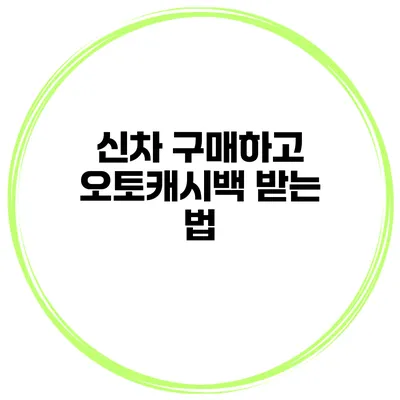 신차 구매하고 오토캐시백 받는 법