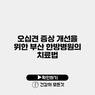 오십견 증상 개선을 위한 부산 한방병원의 치료법
