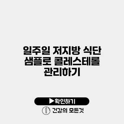 일주일 저지방 식단 샘플로 콜레스테롤 관리하기