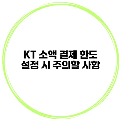 KT 소액 결제 한도 설정 시 주의할 사항