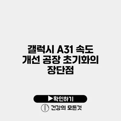 갤럭시 A31 속도 개선 공장 초기화의 장단점