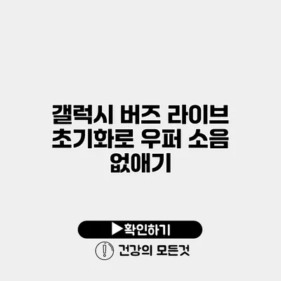 갤럭시 버즈 라이브 초기화로 우퍼 소음 없애기