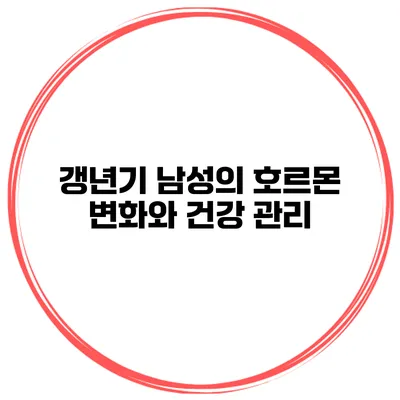 갱년기 남성의 호르몬 변화와 건강 관리
