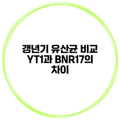 갱년기 유산균 비교: YT1과 BNR17의 차이
