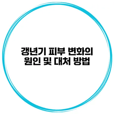 갱년기 피부 변화의 원인 및 대처 방법