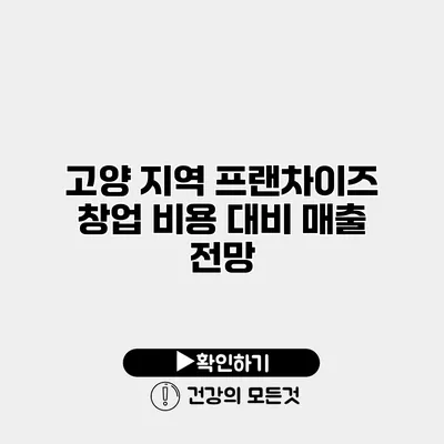 고양 지역 프랜차이즈 창업 비용 대비 매출 전망