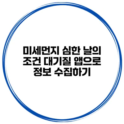 미세먼지 심한 날의 조건 대기질 앱으로 정보 수집하기
