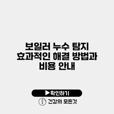 보일러 누수 탐지 효과적인 해결 방법과 비용 안내