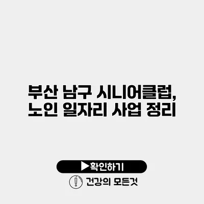 부산 남구 시니어클럽, 노인 일자리 사업 정리