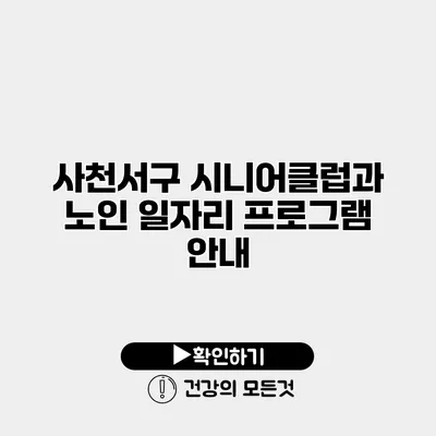 사천서구 시니어클럽과 노인 일자리 프로그램 안내