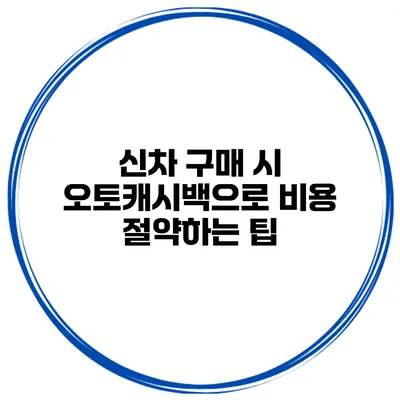 신차 구매 시 오토캐시백으로 비용 절약하는 팁