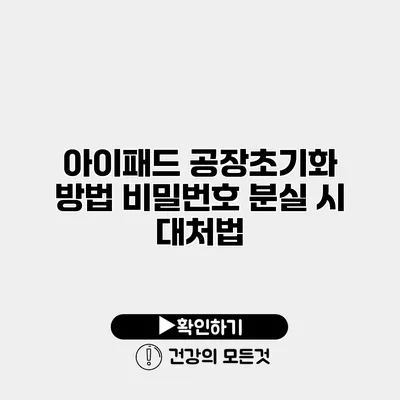 아이패드 공장초기화 방법 비밀번호 분실 시 대처법