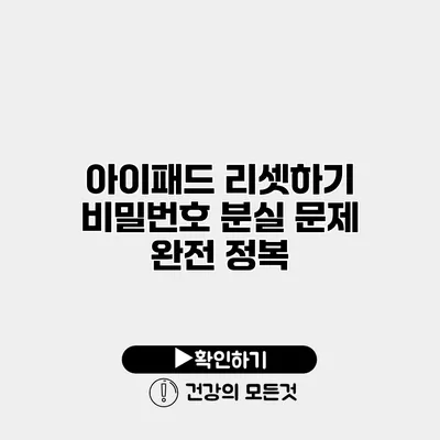 아이패드 리셋하기 비밀번호 분실 문제 완전 정복