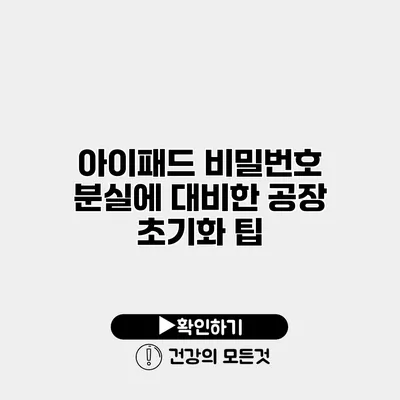 아이패드 비밀번호 분실에 대비한 공장 초기화 팁