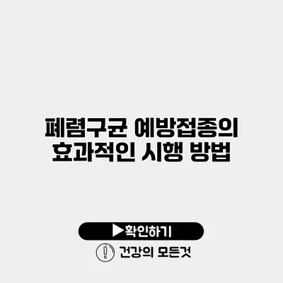 폐렴구균 예방접종의 효과적인 시행 방법