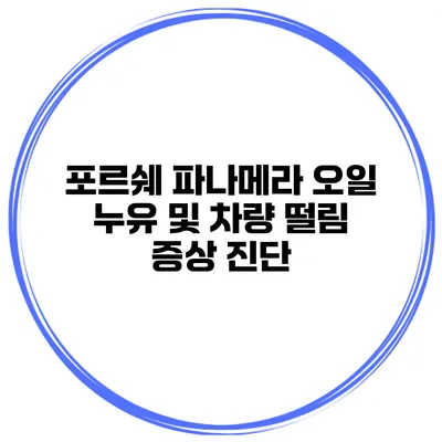포르쉐 파나메라 오일 누유 및 차량 떨림 증상 진단