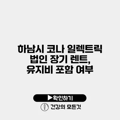 하남시 코나 일렉트릭 법인 장기 렌트, 유지비 포함 여부